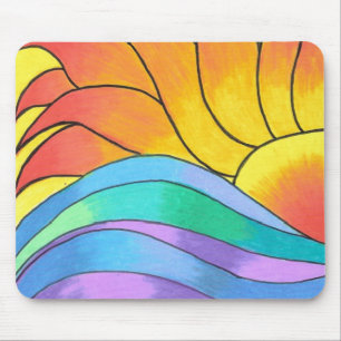 Zonnige zonsondergang - Mousepad Muismat