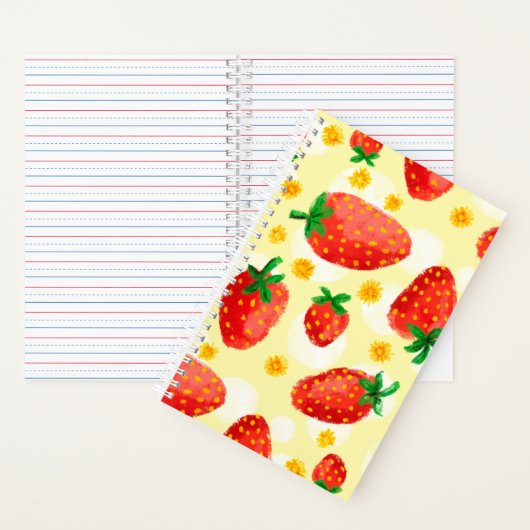 Zonovergoten aardbeien en madeliefjes notitieboek (Binnen)