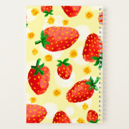 Zonovergoten aardbeien en madeliefjes notitieboek (Achterkant)