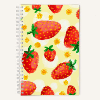 Zonovergoten aardbeien en madeliefjes notitieboek