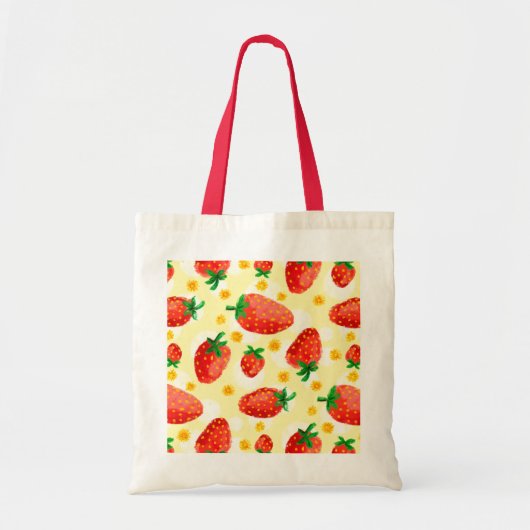Zonovergoten aardbeien en madeliefjes tote bag (Voorkant)