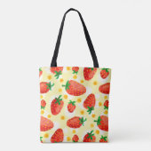 Zonovergoten aardbeien en madeliefjes tote bag (Achterkant)