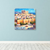 Zonovergoten Athene Akropolis Gezicht Canvas Kunst (Insitu (Houten vloer))
