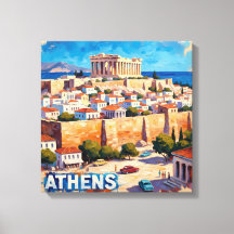Zonovergoten Athene Akropolis Gezicht Canvas Kunst