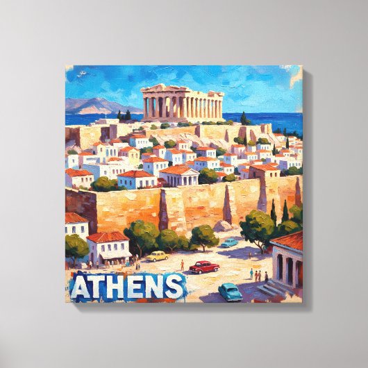 Zonovergoten Athene Akropolis Gezicht Canvas Kunst (Voorkant)