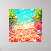 Zonovergoten Beach Shells Design Canvas Afdruk (Voorkant)