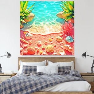 Zonovergoten Beach Shells Design Canvas Afdruk
