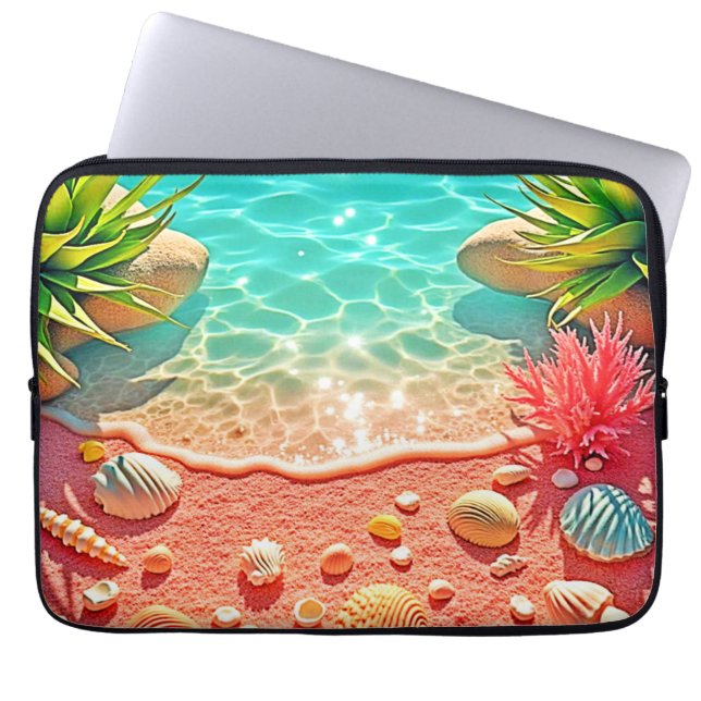 Zonovergoten Beach Shells Design Laptop Sleeve (Voorkant)