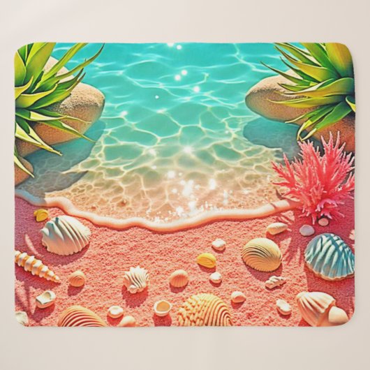 Zonovergoten Beach Shells Design Sherpa Deken (Voorkant (horizontaal))