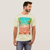 Zonovergoten Beach Shells Design T-shirt (Voorkant volledig)