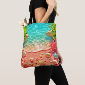 Zonovergoten Beach Shells Design Tote Bag (Dichtbij)