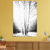 Zonovergoten berkenbomen in het winterbos canvas afdruk (Insitu (Woonkamer))