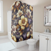 Zonovergoten bloemblaadjes en Paarse waas Douchegordijn (In situ)