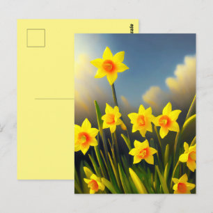 Zonovergoten bloemen: gouden narcissen in volle gl briefkaart