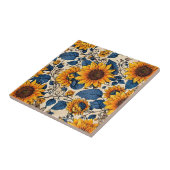 Zonovergoten Bloemen: Zonnebloemen Patroon Kunstwe Tegeltje (Zijkant)