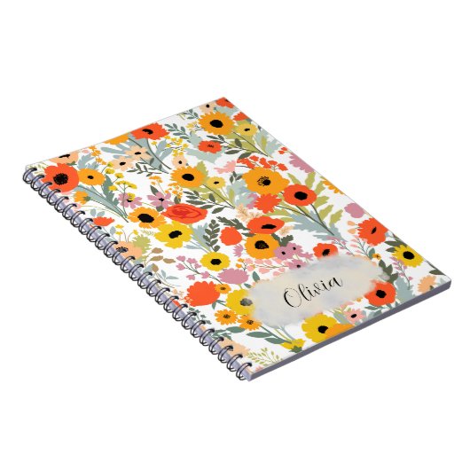 Zonovergoten bloesems: een vreugdevol Notitieboek (Rechterzijde)