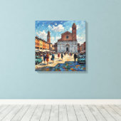 Zonovergoten Bologna Piazza scene doek kunst Canvas Afdruk (Insitu (Houten vloer))