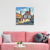 Zonovergoten Bologna Piazza scene doek kunst Canvas Afdruk (Insitu (Woonkamer))