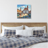 Zonovergoten Bologna Piazza scene doek kunst Canvas Afdruk (Insitu (Slaapkamer))