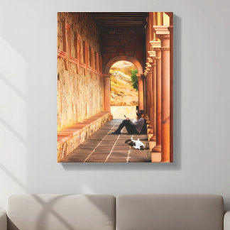 Zonovergoten Boog – Serene Mediterraan Canvas Afdruk