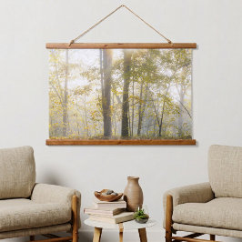 Zonovergoten bos, moderne natuurfoto hangend wandkleed
