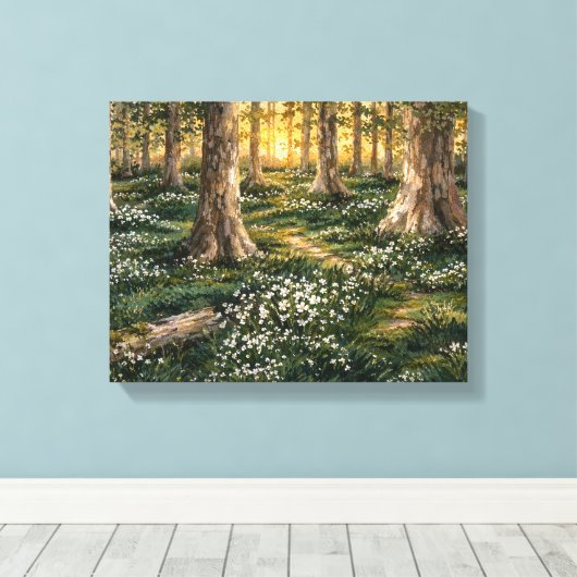 Zonovergoten Bos Wilde Bloemen Bos Canvas Afdruk (Insitu (Houten vloer))