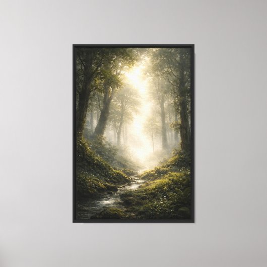 Zonovergoten Bosbeekpad Canvas Afdruk (Voorkant)