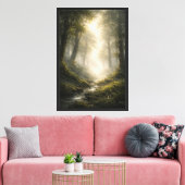 Zonovergoten Bosbeekpad Canvas Afdruk (Insitu (Woonkamer))