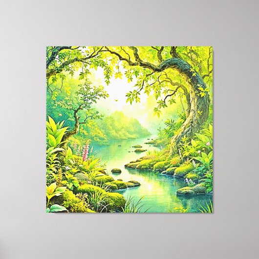 zonovergoten boslandschap canvas afdruk (Voorkant)