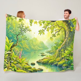 zonovergoten boslandschap fleece deken