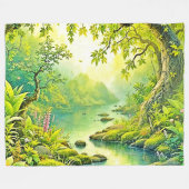 zonovergoten boslandschap fleece deken (Voorkant (Horizontaal))
