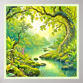 zonovergoten boslandschap poster