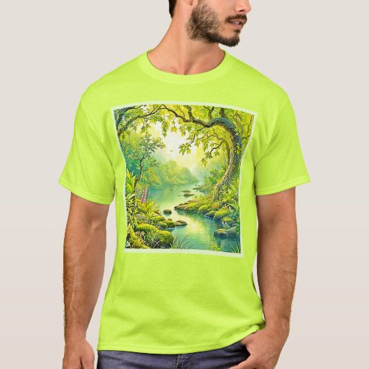 zonovergoten boslandschap t-shirt (Voorkant)