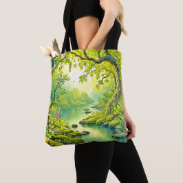 zonovergoten boslandschap tote bag