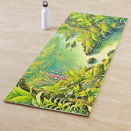 zonovergoten boslandschap yogamat