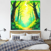 Zonovergoten Bospad Canvas Afdruk (Insitu (Slaapkamer))