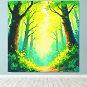 Zonovergoten Bospad Canvas Afdruk (Insitu (Houten vloer))