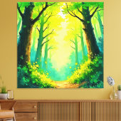 Zonovergoten Bospad Canvas Afdruk (Insitu (Woonkamer))