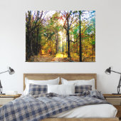 Zonovergoten Bospad in de Herfst Canvas Afdruk (Insitu (Slaapkamer))