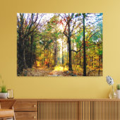 Zonovergoten Bospad in de Herfst Canvas Afdruk (Insitu (Woonkamer))