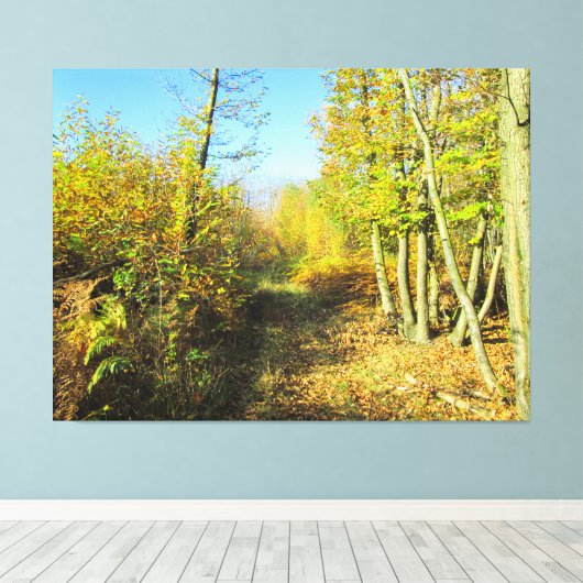 Zonovergoten Bossen in het najaar - Canvas Afdruk (Insitu (Houten vloer))