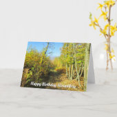 Zonovergoten Bossen in het najaar - Custom Birthda Kaart (Gele Bloem)