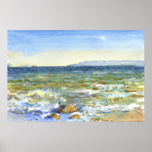 Zonovergoten branding en verre bergen aquarel poster