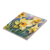Zonovergoten Daffodils Waterverf Tegeltje (Zijkant)