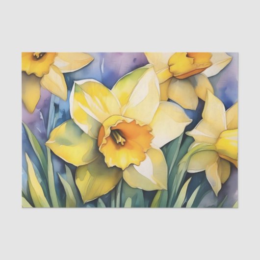 Zonovergoten Daffodils Waterverf Tissuepapier (Voorkant)