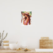 Zonovergoten dame in roze poster (Keuken)