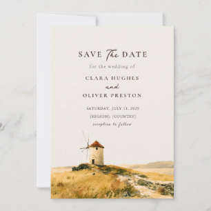 Zonovergoten Egeïsche Kust Griekse Eiland Molen Br Save The Date