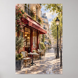 Zonovergoten Europese Trottoir Café Straatmuur Kun Poster