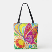 Zonovergoten Fladderende Flora Tote Bag (Achterkant)