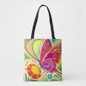 Zonovergoten Fladderende Flora Tote Bag (Voorkant)